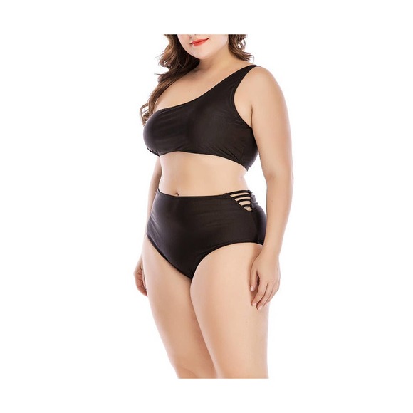 High waist plus size two piece bikini swimsuit - Picture 3 of 9
